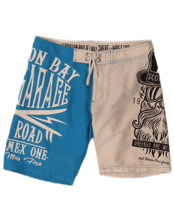 Scorpion Bay Herre grafiske svømmeshorts Medium Blue Colourblock Polyester