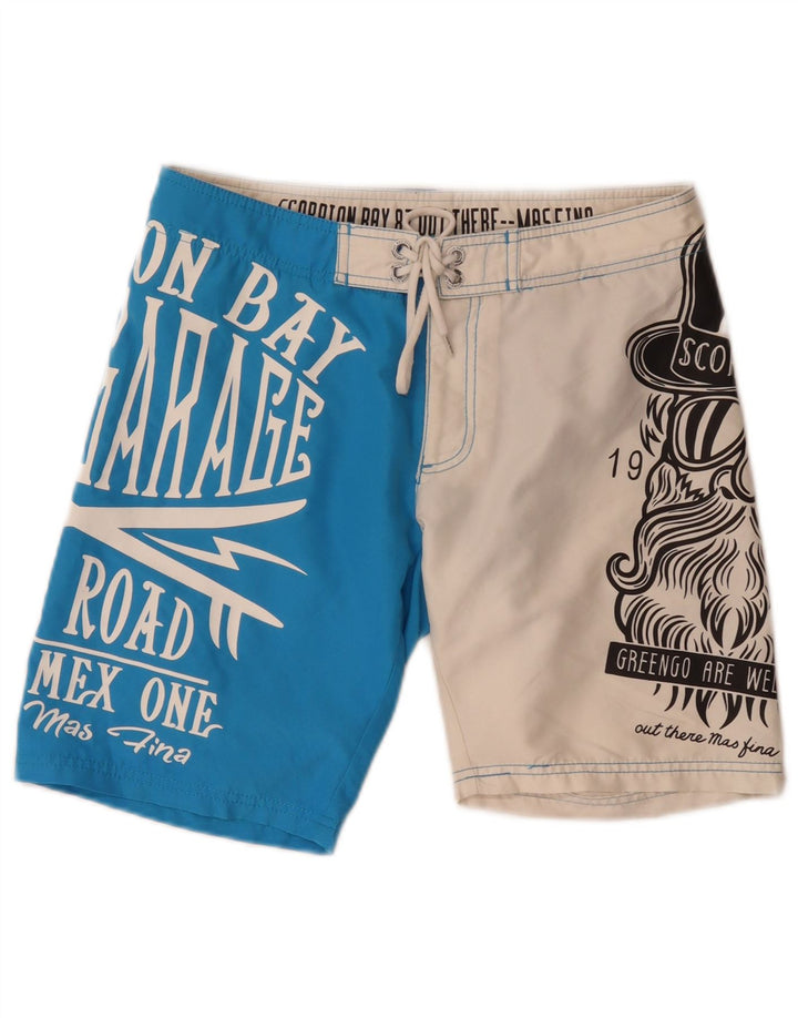 Scorpion Bay Herre grafiske svømmeshorts Medium Blue Colourblock Polyester