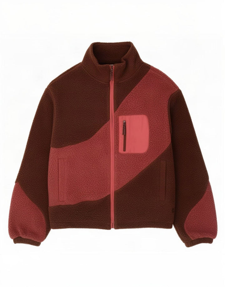 Marks & Spencer Dame Oversized Fleecejakke UK 8 Small Brown Colourblock