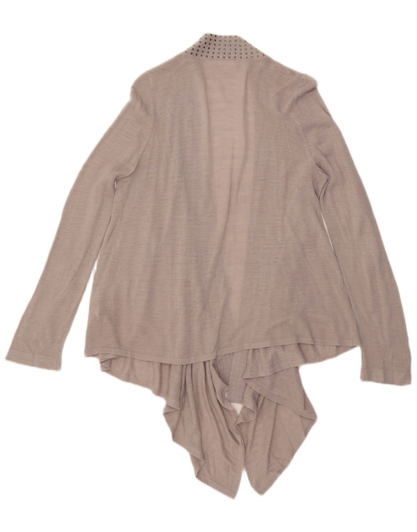 Marks & Spencer Dame Asymmetrisk Cardigan Top UK 14 Medium Grå Akryl