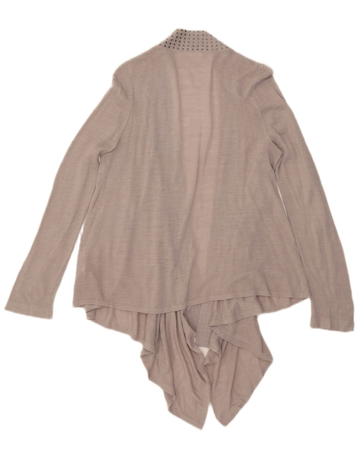 Marks & Spencer Dame Asymmetrisk Cardigan Top UK 14 Medium Grå Akryl