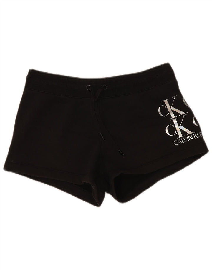 Calvin Klein Graphic Sports Shorts til kvinder UK 14 Medium Black Bomuld