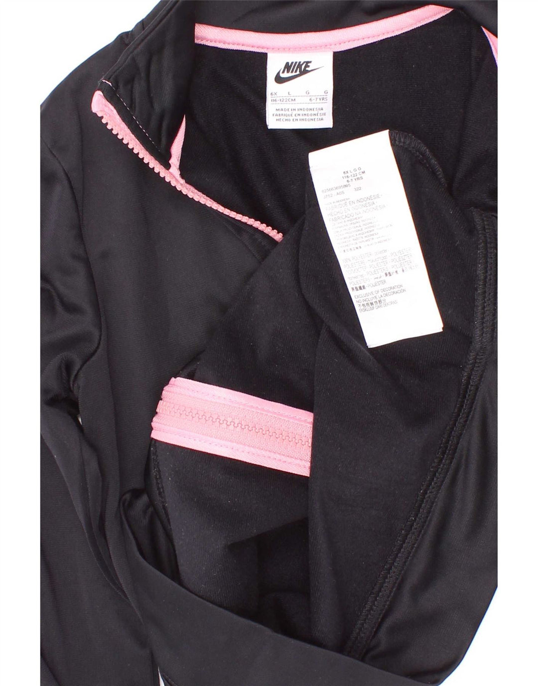 Nike Girls Tracksuit Top Jacket 6-7 Years Large Black Polyester