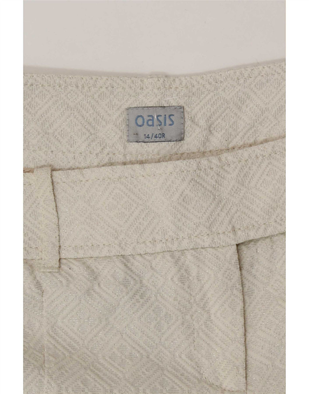 Oasis Bermuda Shorts til kvinder UK 14 Medium W32 Hvid Geometrisk Bomuld