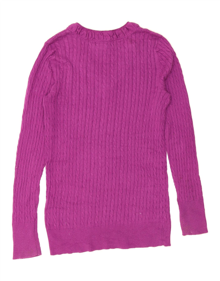 EDDIE BAUER Womens V-Neck Jumper Sweater UK 12 Medium Purple Cotton Vintage Eddie Bauer and Second-Hand Eddie Bauer from Messina Hembry 