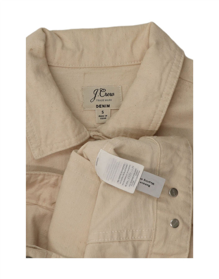 J. CREW Womens Denim Jacket UK 10 Small Beige Cotton Vintage J. Crew and Second-Hand J. Crew from Messina Hembry 