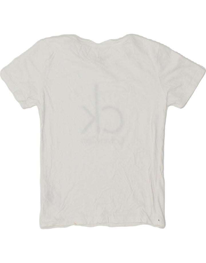 CALVIN KLEIN Boys Graphic T-Shirt Top 8-9 Years White Cotton Vintage Calvin Klein and Second-Hand Calvin Klein from Messina Hembry 