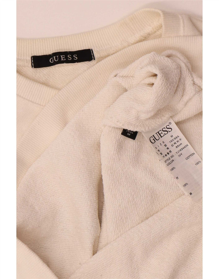 Guess Graphic Sweatshirt Jumper UK 14 Medium Off White Bomuld