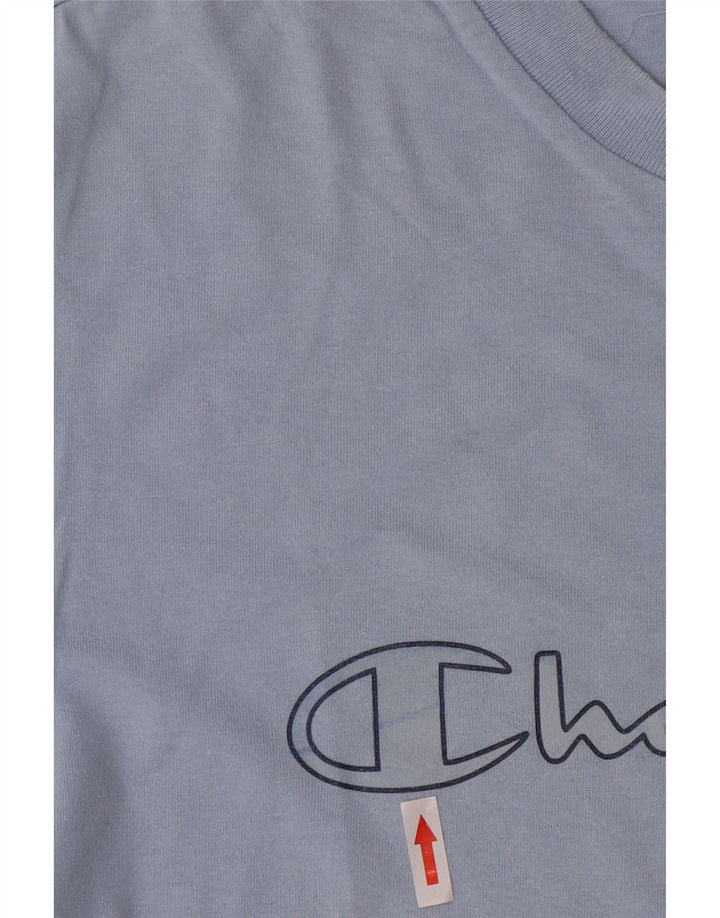 Champion Herre Grafisk T-Shirt Top Stor Blå Bomuld