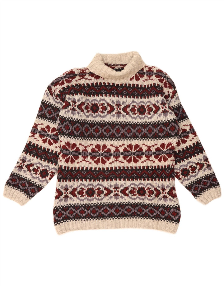 Vintage Herre rullehals sweater Medium Multicolored Fair Isle Wool