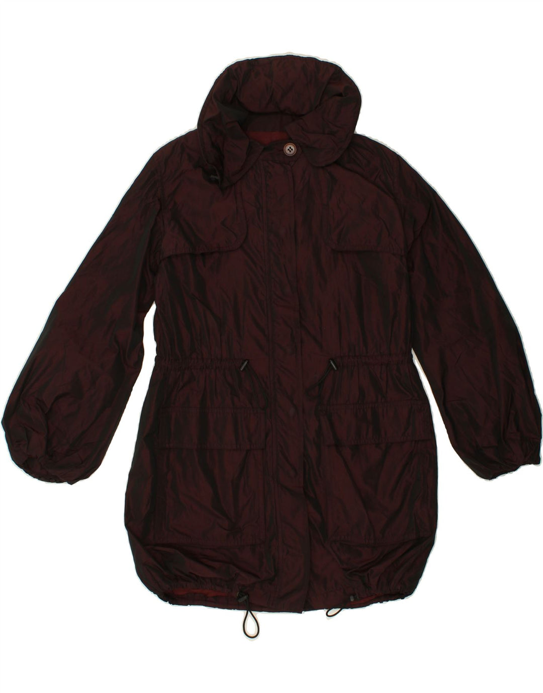 JIGSAW Womens Hooded Raincoat UK 10 Small Burgundy Vintage Jigsaw and Second-Hand Jigsaw from Messina Hembry 