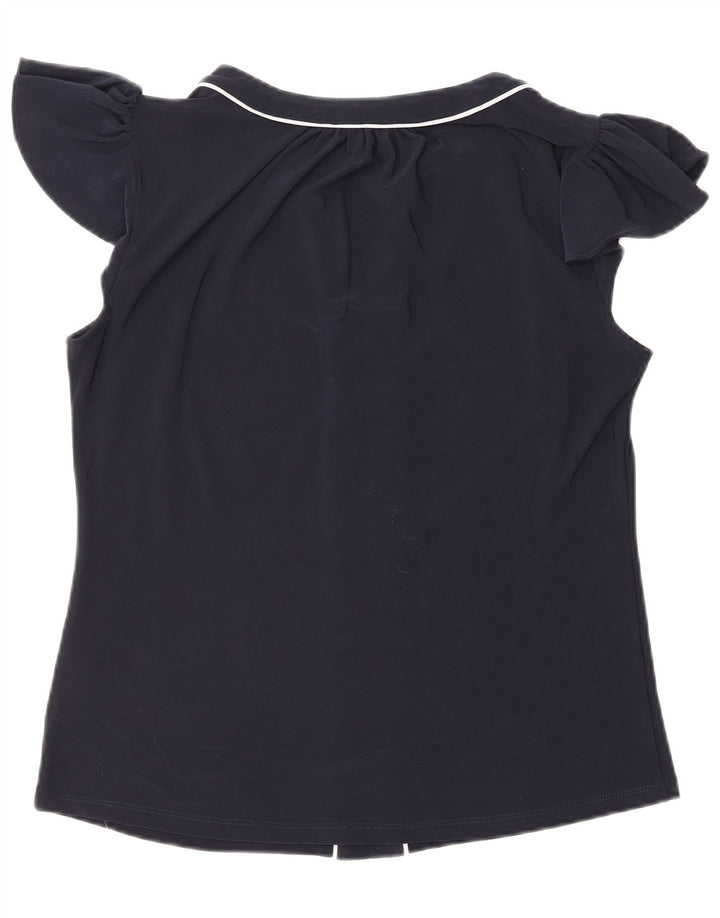 TOMMY HILFIGER Dame bluse Top UK 14 Medium Navy Blue Polyester