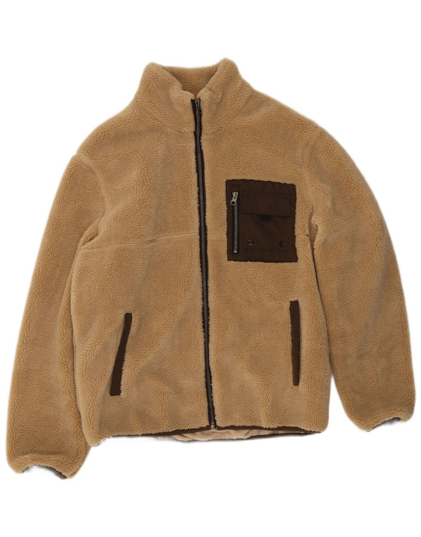 Zara Herre Fleecejakke UK 38 Medium Beige Polyester