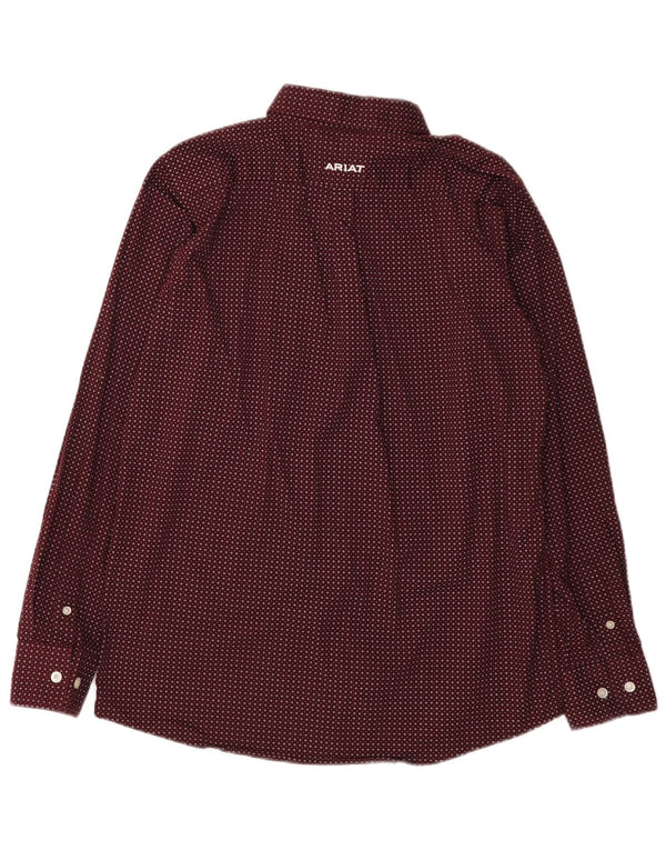 Ariat drengeskjorte 15-16 år XL Bourgogne plettet bomuld