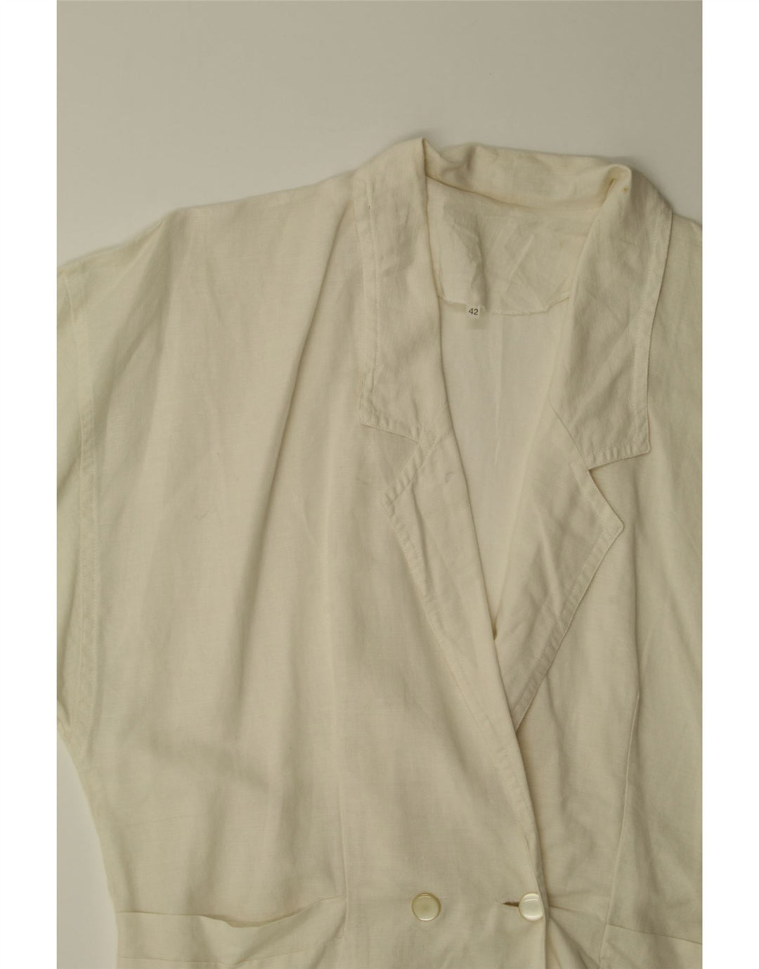 VINTAGE Womens Double Breasted Blazer Jacket IT 42 Medium White Vintage Vintage and Second-Hand Vintage from Messina Hembry 