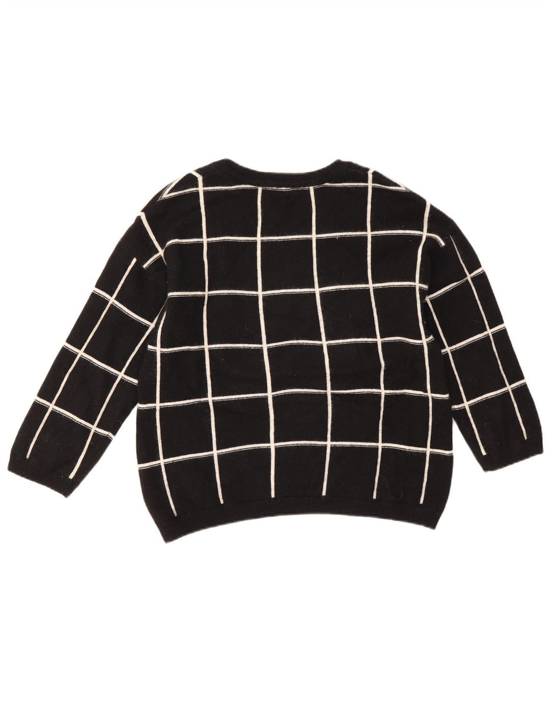 Marks & Spencer Dame Boat Neck Jumper Sweater UK 14 Large Black Check