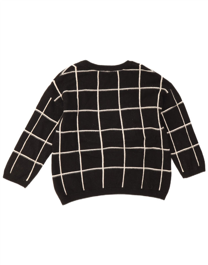 Marks & Spencer Dame Boat Neck Jumper Sweater UK 14 Large Black Check