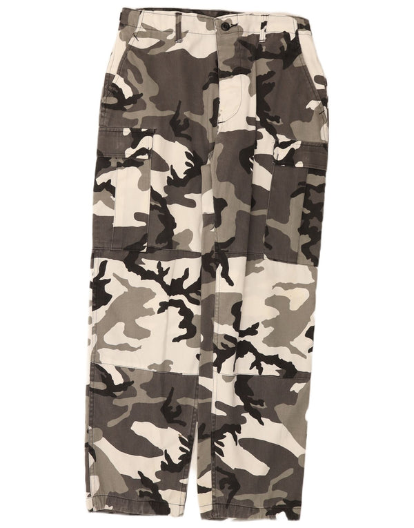 Vintage Straight Cargo Bukser til mænd W32 L31 Grå Camouflage Bomuld