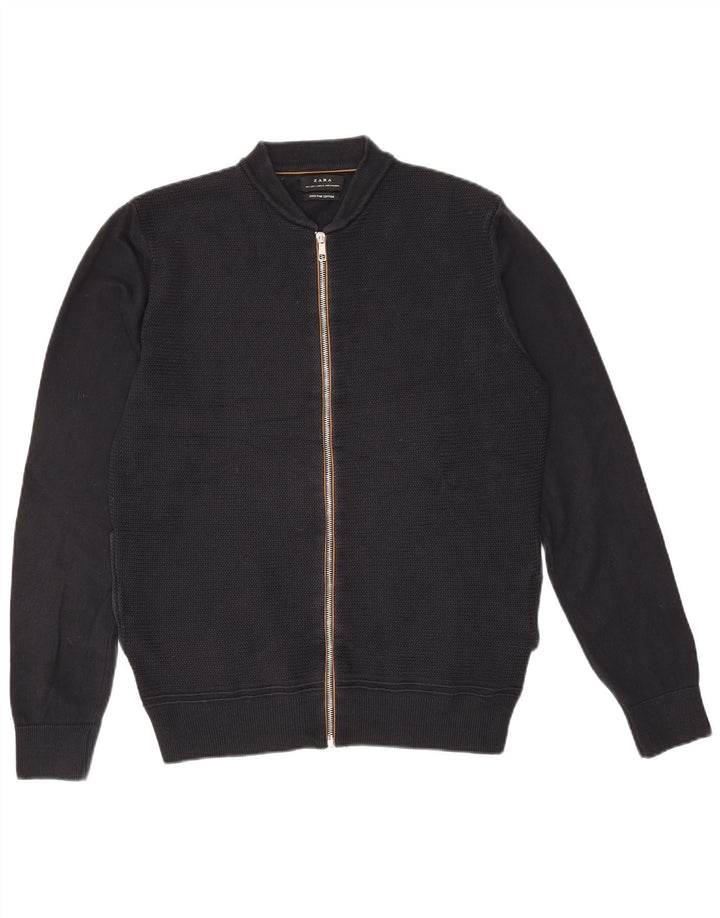Zara Herre Cardigan Sweater Stor Marineblå Bomuld
