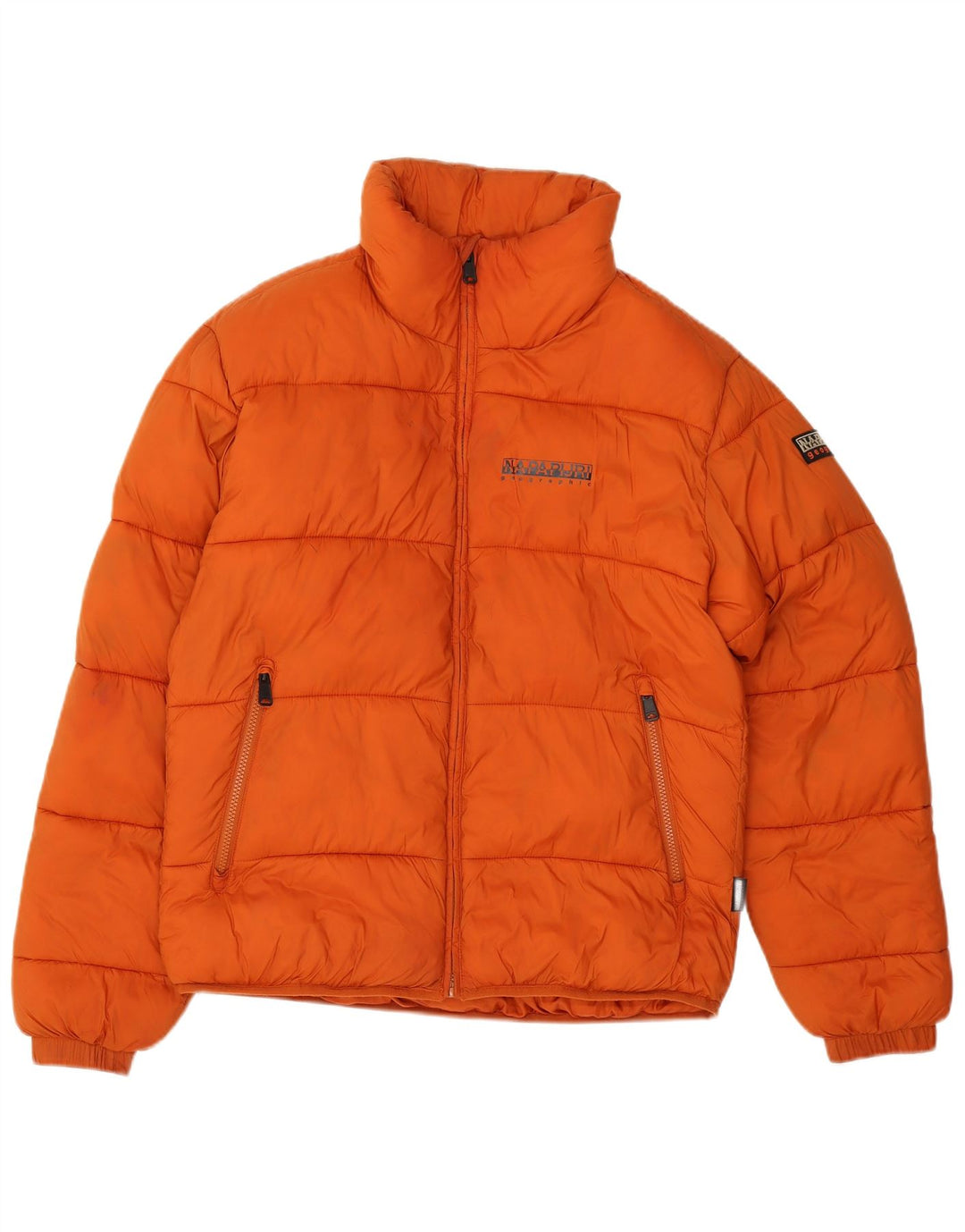 Napapijri Herre Geographic grafisk polstret jakke UK 36 Small Orange