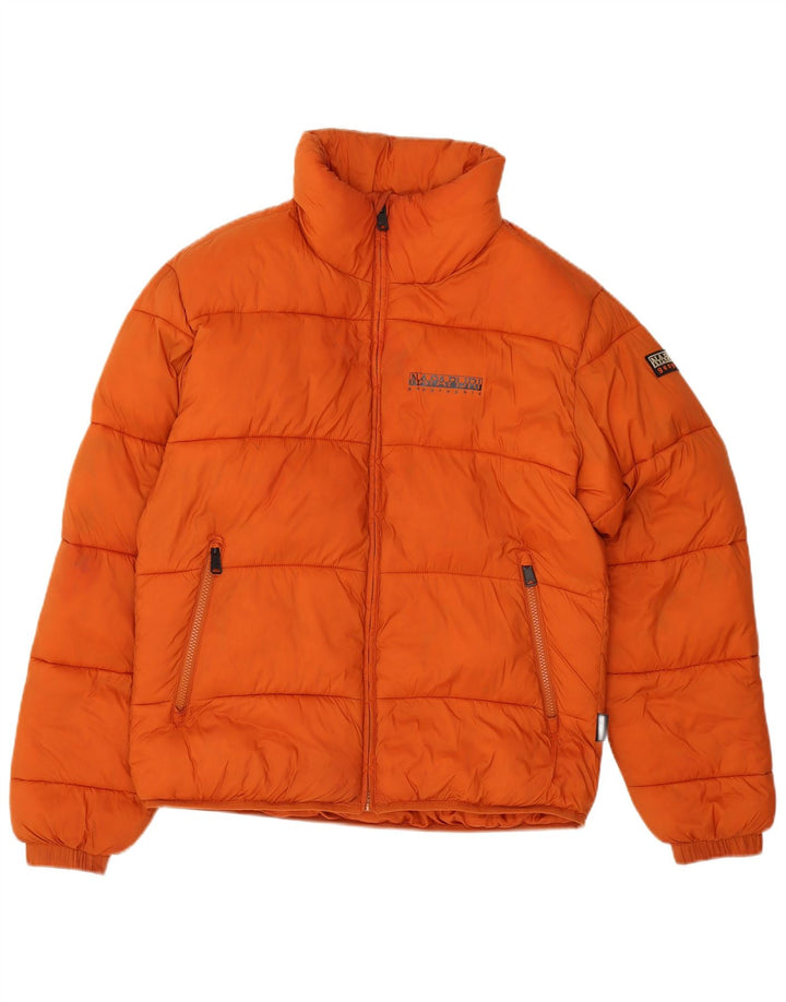 Napapijri Herre Geographic grafisk polstret jakke UK 36 Small Orange