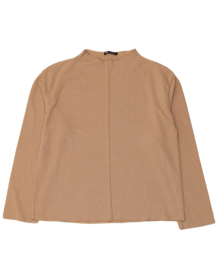 Zara Dametop Langærmet UK 14 Medium Beige Bomuld