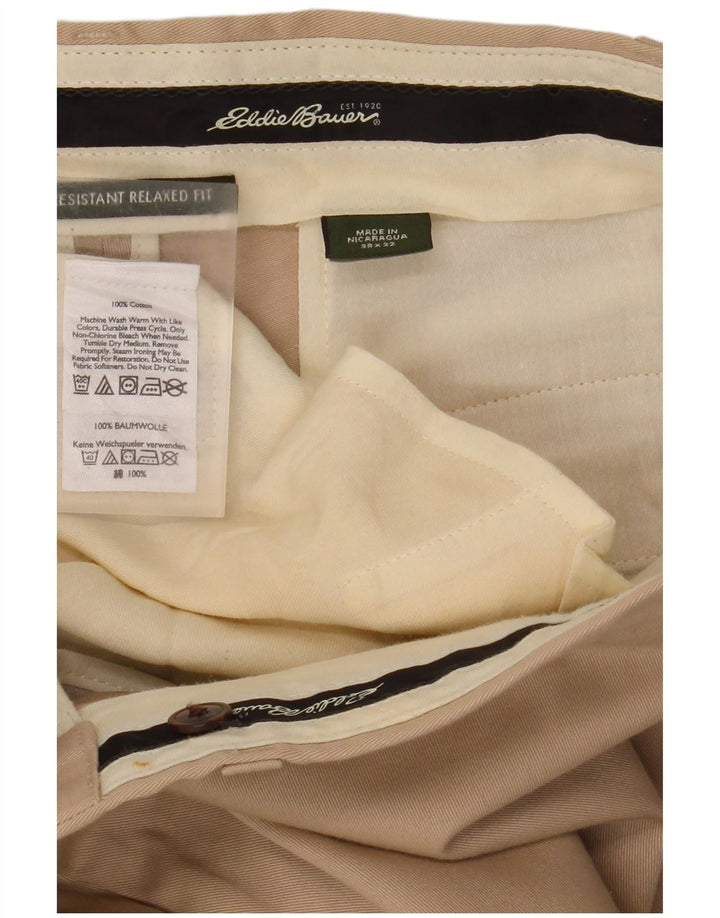 EDDIE BAUER Herre Relaxed Fit Chinobukser W38 L32 Beige Bomuld