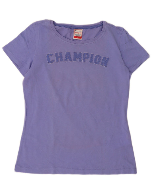 Champion Womens Heritage Fit Grafisk T-Shirt Top UK 14 Stor lilla bomuld