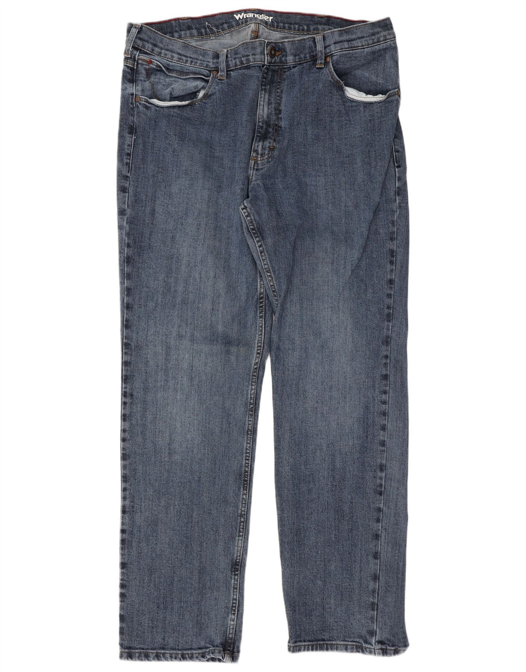 Wrangler Herre Regular Straight Jeans W38 L32 Blå Bomuld