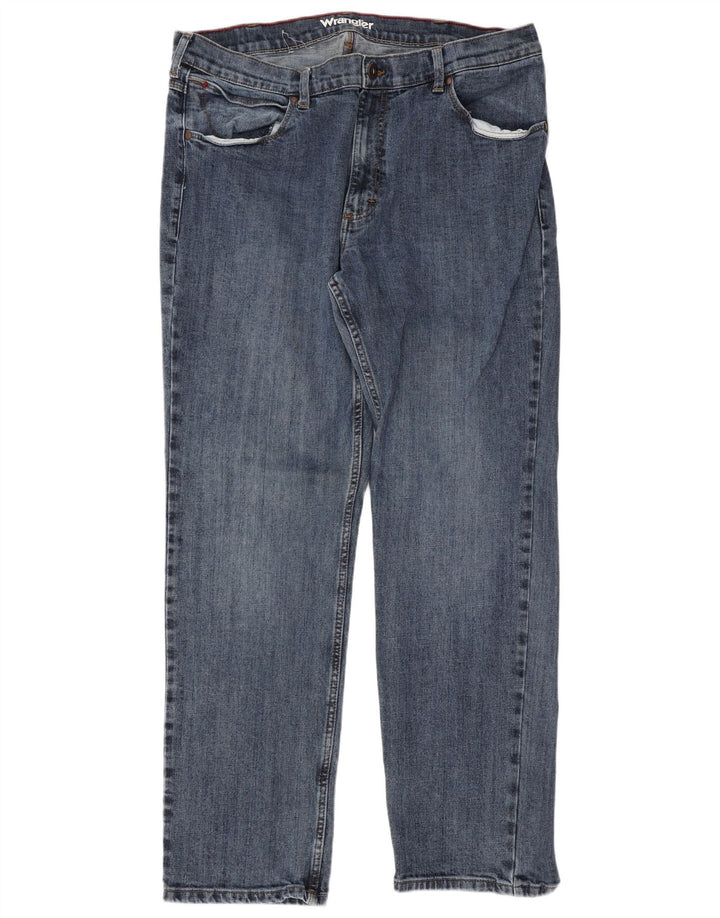 Wrangler Herre Regular Straight Jeans W38 L32 Blå Bomuld