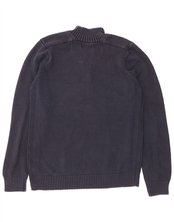 Marks & Spencer Herre Button Neck Jumper Sweater Medium Navy Blue
