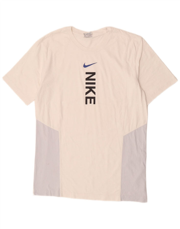 Nike Herre grafisk T-shirt Top Medium White Colourblock Bomuld