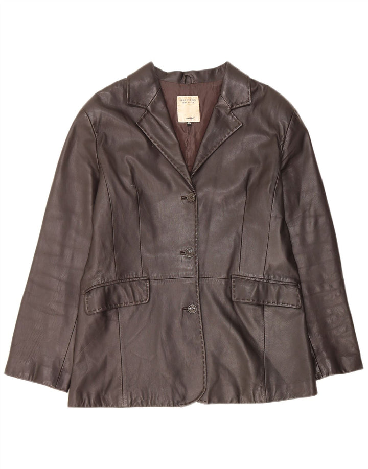 Conbipel Dame Free Heron 3 Knaps Læder Blazer Jakke IT 46 Stor Brun