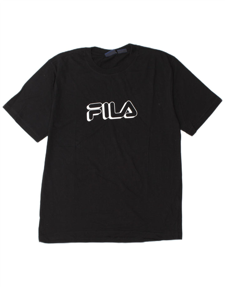 FILA Mens Graphic T-Shirt Top XL Black Cotton
