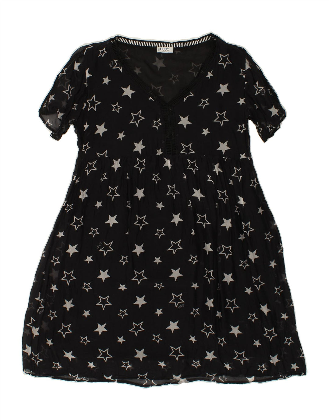 LIU JO Womens Graphic A-Line Dress UK 12 Medium Black Geometric Vintage Liu Jo and Second-Hand Liu Jo from Messina Hembry 