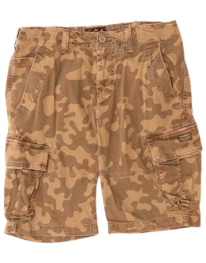 SUPERDRY Herre Cargo Shorts W32 Medium Brun Camouflage Bomuld