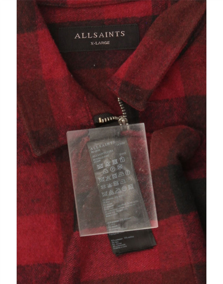 ALL SAINTS Herre Overshirt Flanellskjorte XL Rød Gingham Polyester