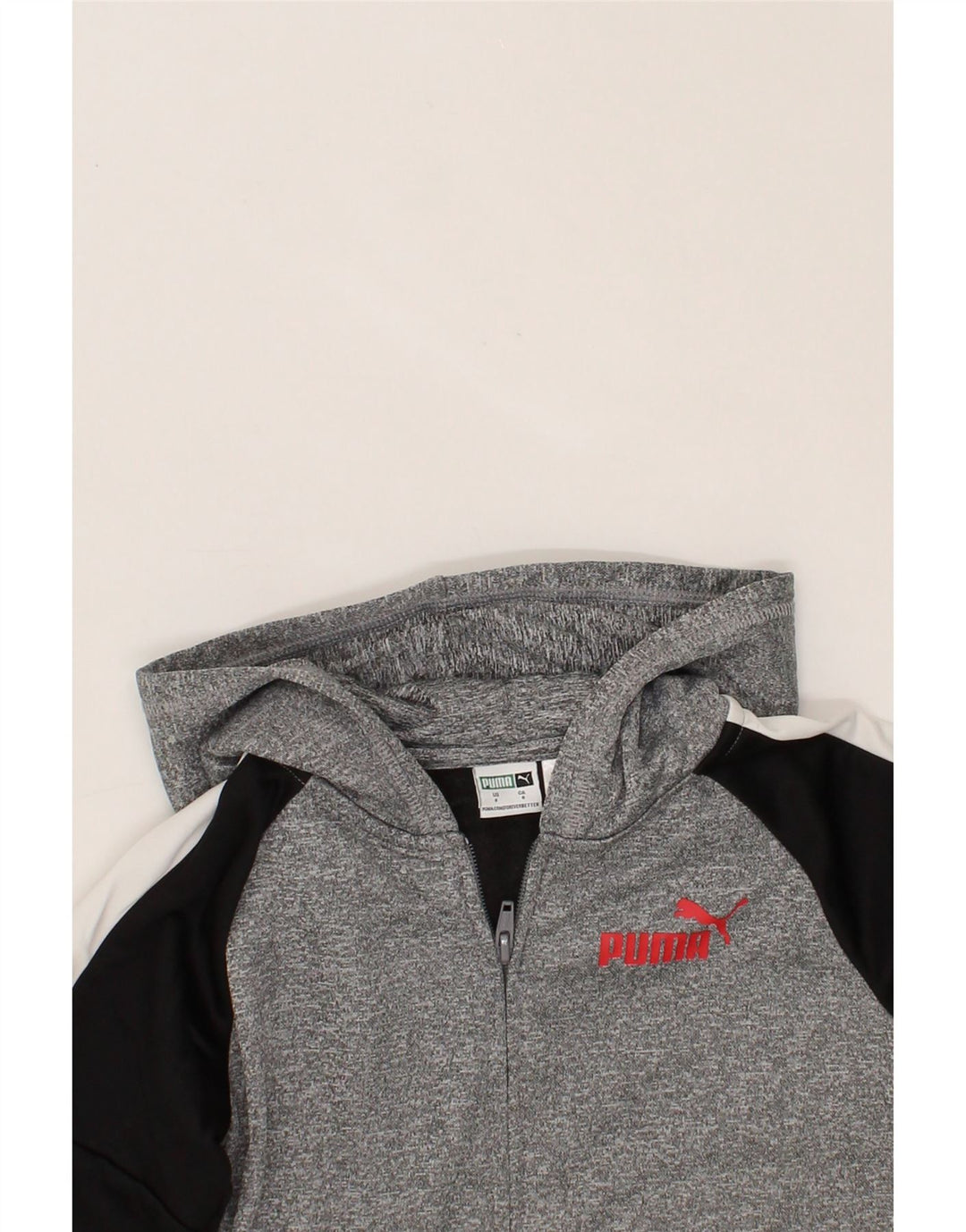 PUMA Boys Zip Hoodie Sweater 7-8 Years  Grey Colourblock Polyester Vintage Puma and Second-Hand Puma from Messina Hembry 