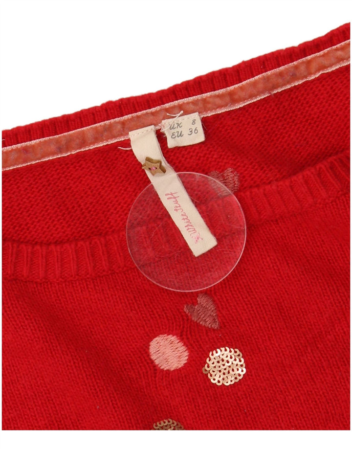 WHITE STUFF Womens Boat Neck Jumper Sweater UK 8 Small  Red Spotted Cotton