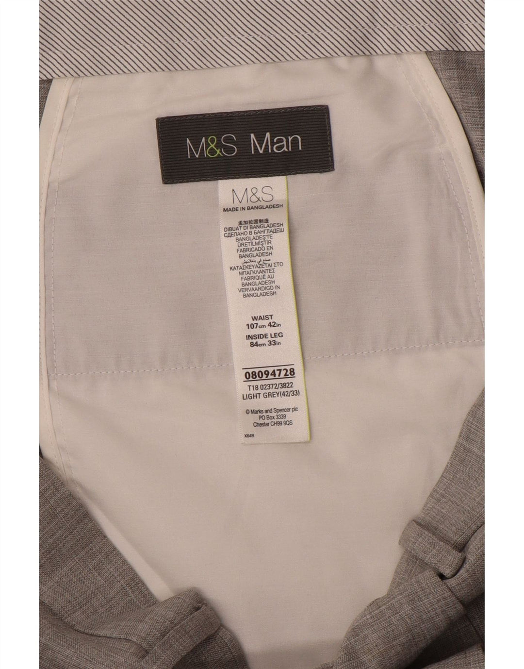 Marks & Spencer Straight Suit Bukser til mænd W42 L33 Grå polyester