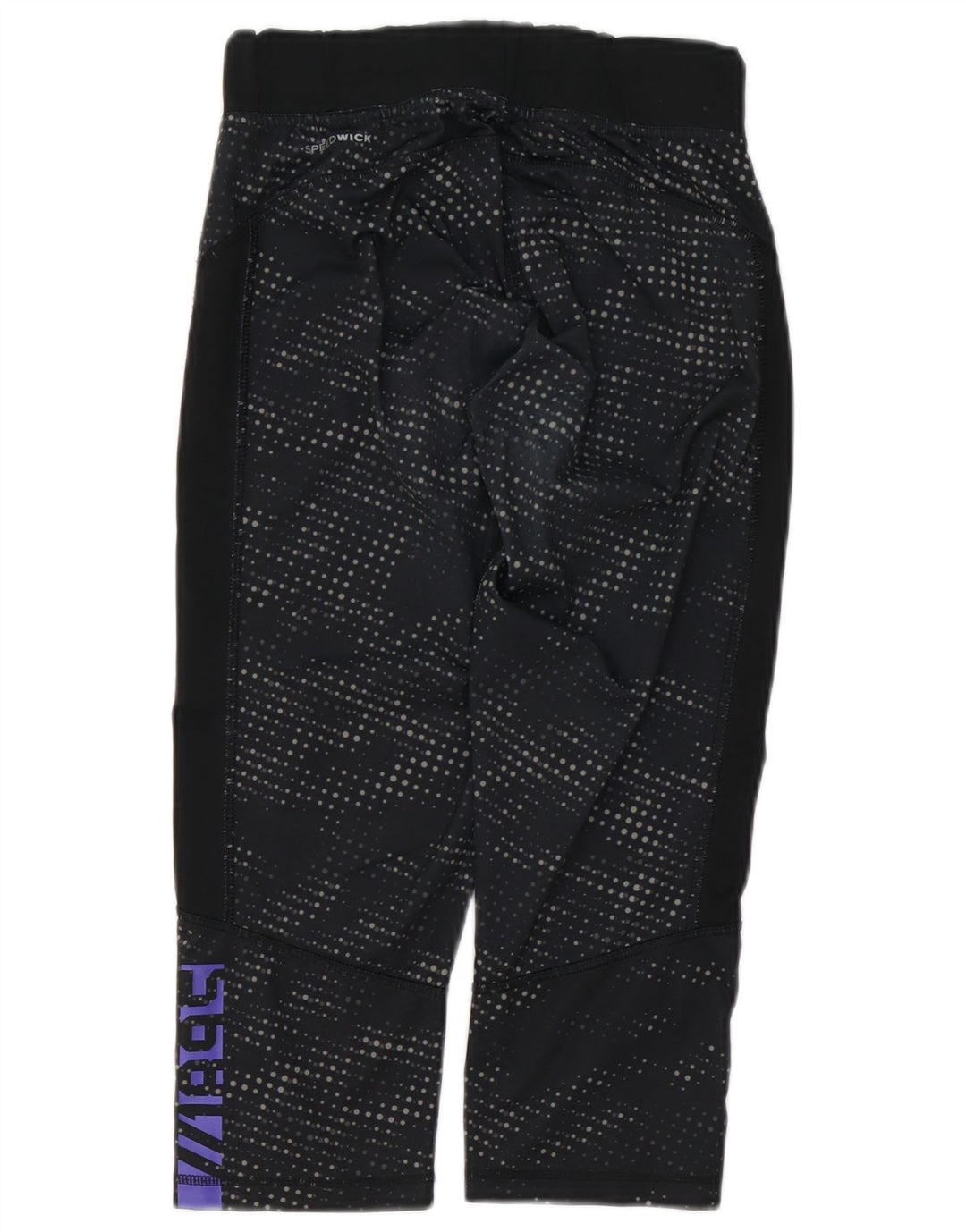 REEBOK Grafiske Capri Leggings til kvinder UK 8/10 Small Black Spotted
