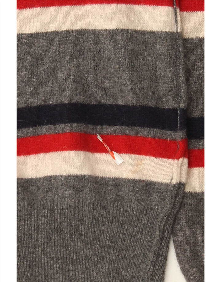 Dolce & Gabbana Herre grafisk cardigan sweater Medium grå stribet uld