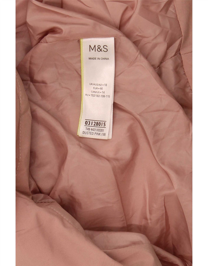 Marks & Spencer Dame Hætte Oversized Polstret Frakke UK 18 XL Pink Polyester
