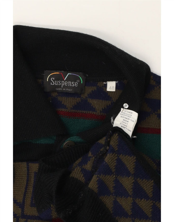 Suspense Herre Polo Neck Jumper Sweater IT 48 Medium Flerfarvet Geometrisk