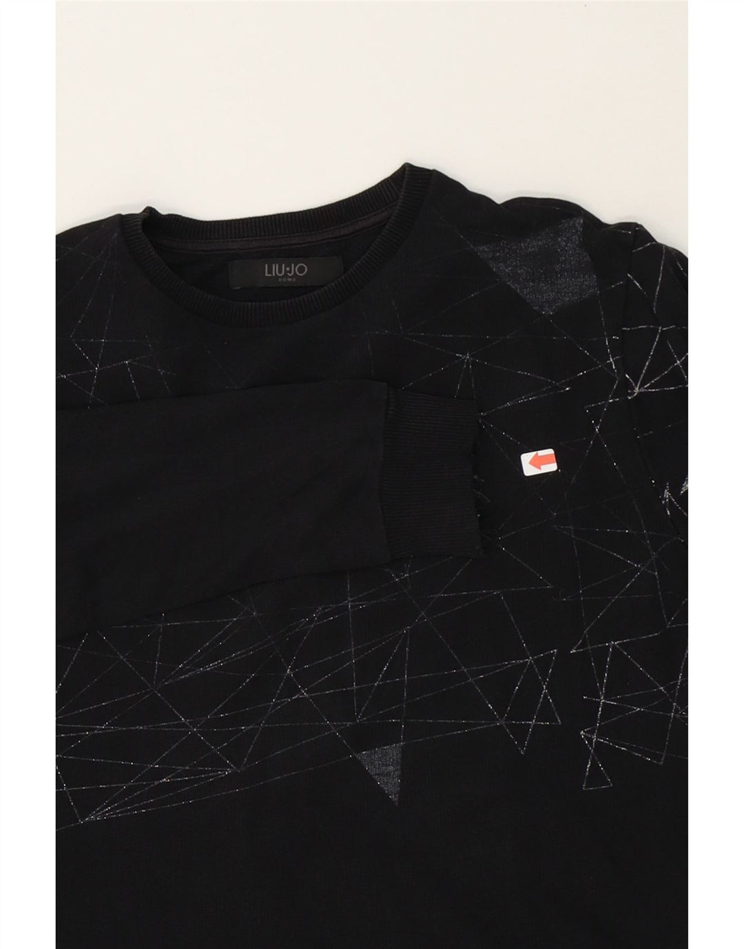 LIU JO Mens Sweatshirt Jumper Medium Black Geometric Cotton Vintage Liu Jo and Second-Hand Liu Jo from Messina Hembry 