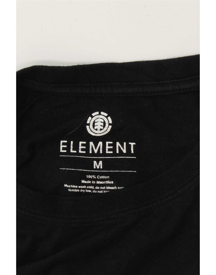 Element Herre Grafisk Top Langærmet Medium Sort Bomuld