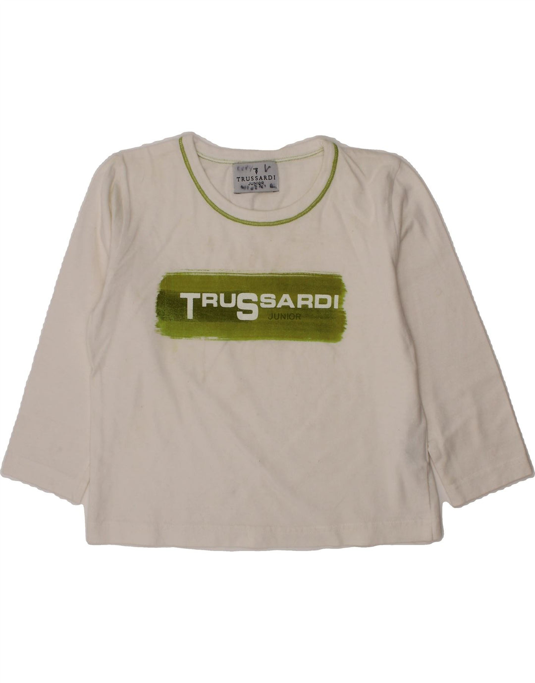 TRUSSARDI JUNIOR Boys Graphic Top Long Sleeve 2-3 Years Off White Cotton Vintage Trussardi Junior and Second-Hand Trussardi Junior from Messina Hembry 