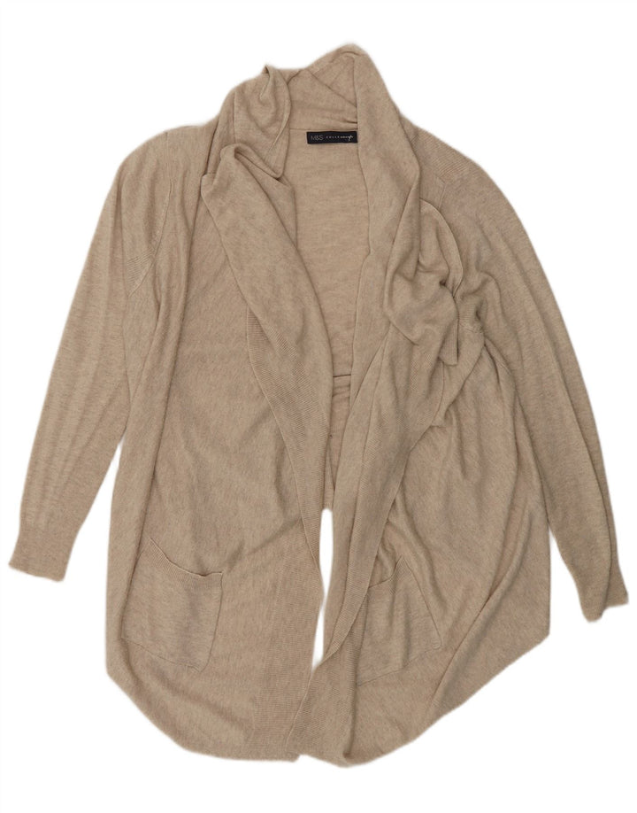 Marks & Spencer Dame Oversized Open Cardigan Sweater UK 10 Small Beige