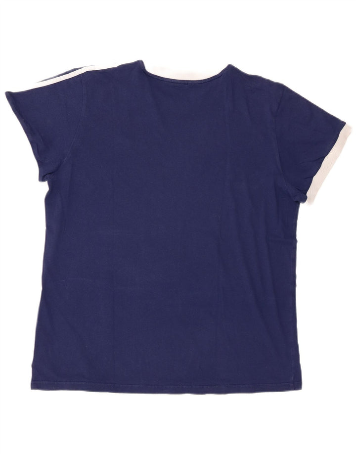 Adidas Dame T-Shirt Top UK 18 XL Blå Bomuld