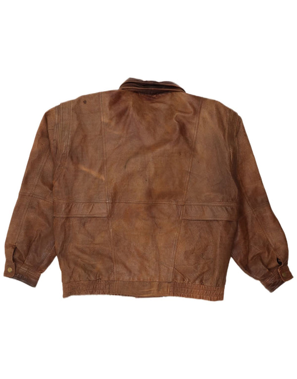Vintage herre læderjakke UK 44 2XL brunt læder